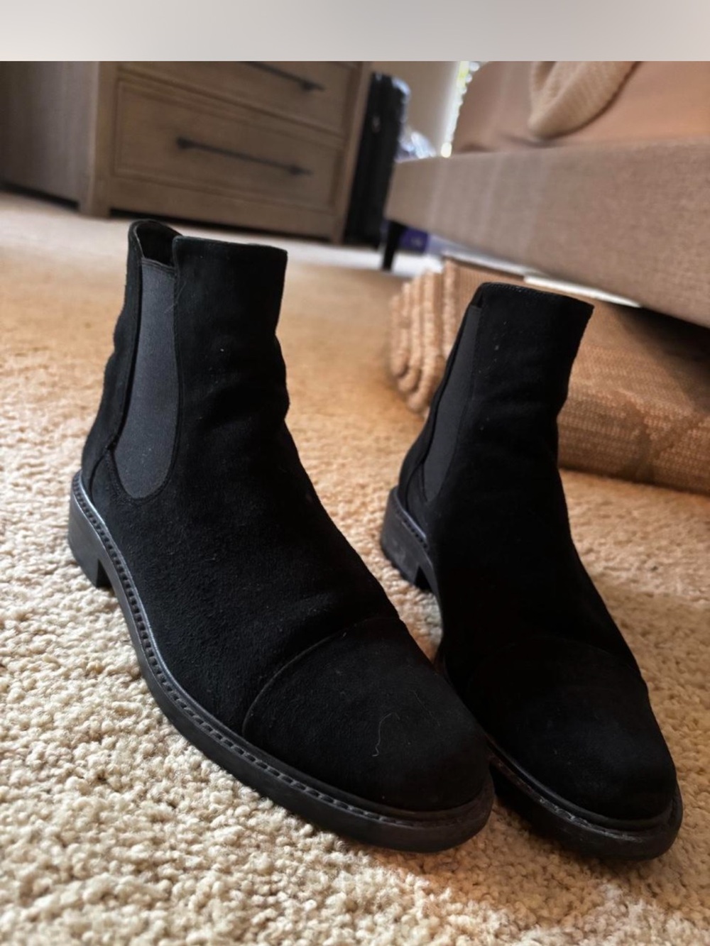 Stuart Weitzman Black suede Chelsea Boots